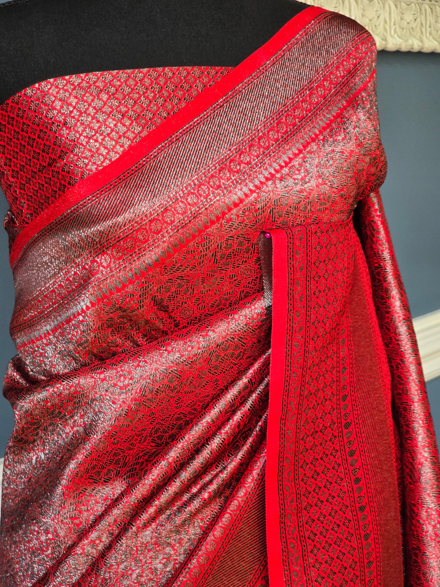 Semi katan silk saree with stitched blouse