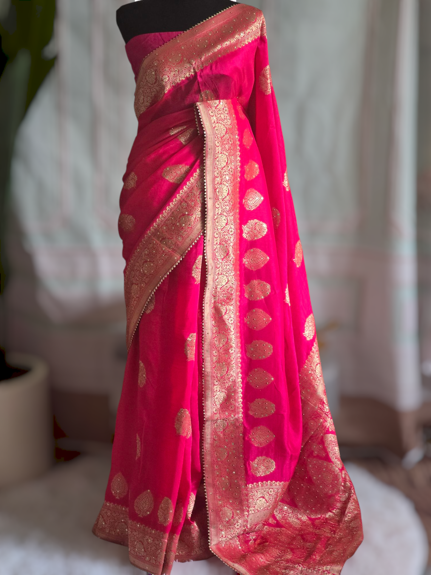 Munga banarasi georgette saree with BP