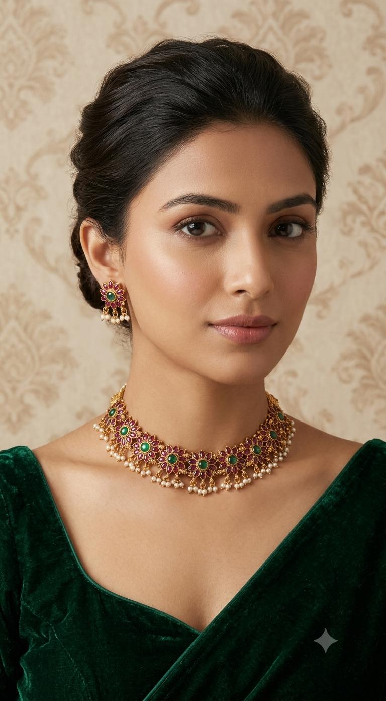 Kemp flower necklace with earrings