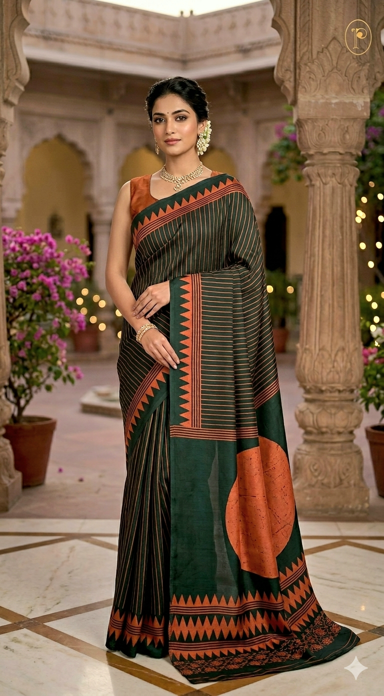 Semi modal saree with stripes- BP