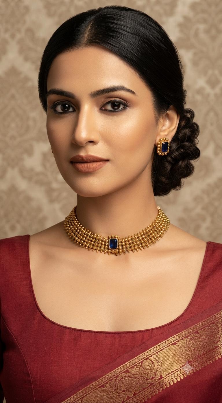 Single stone-blue choker