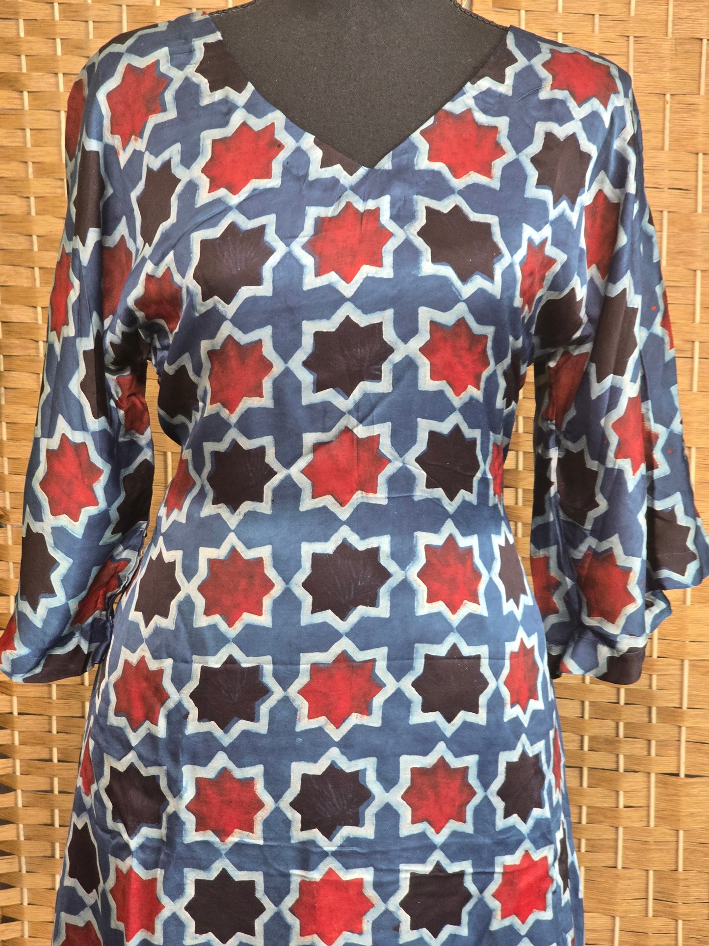 Ajrakh Modal silk A line kurti (dress)