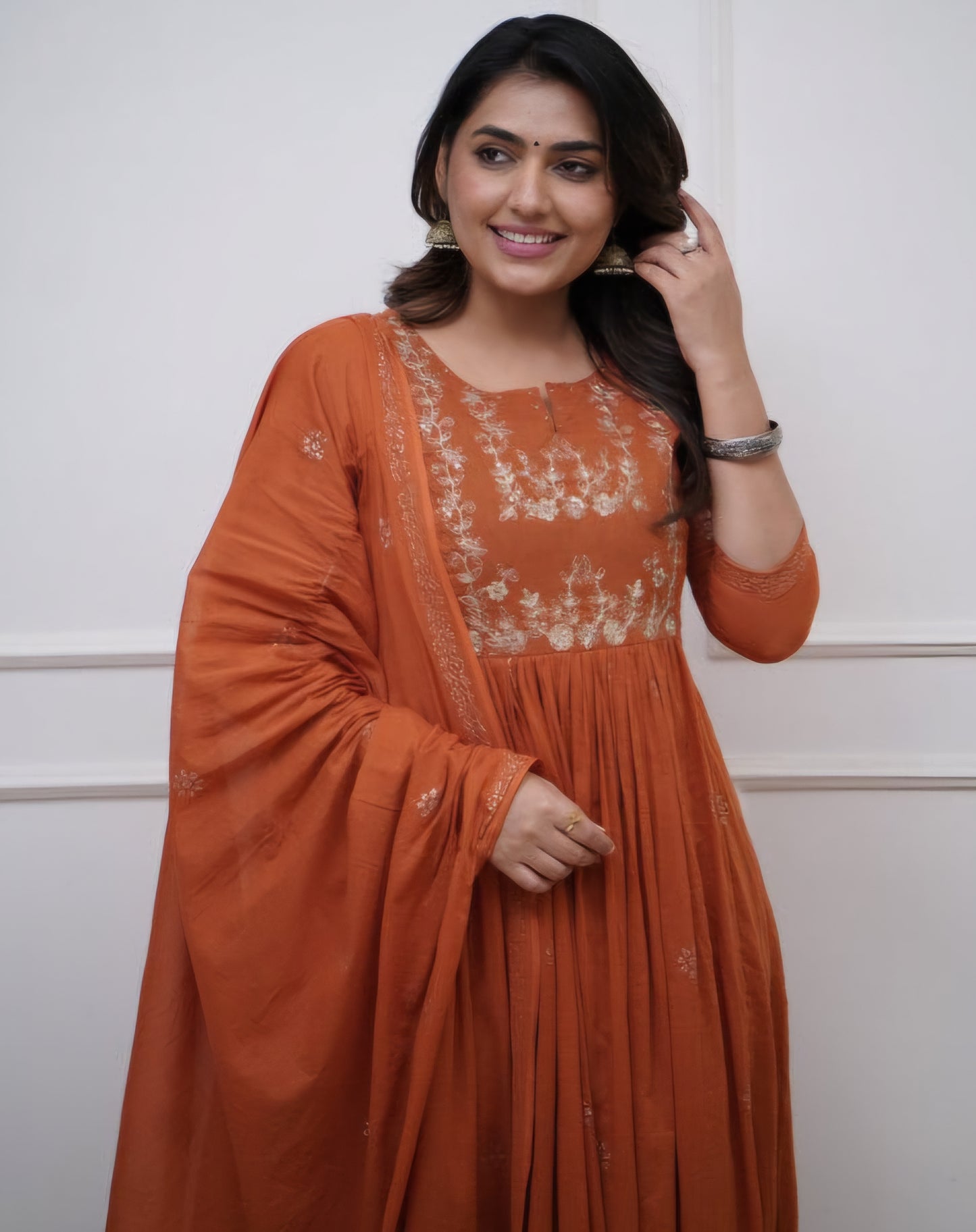 Mul cotton rust color- Salwar suit 3 PC set