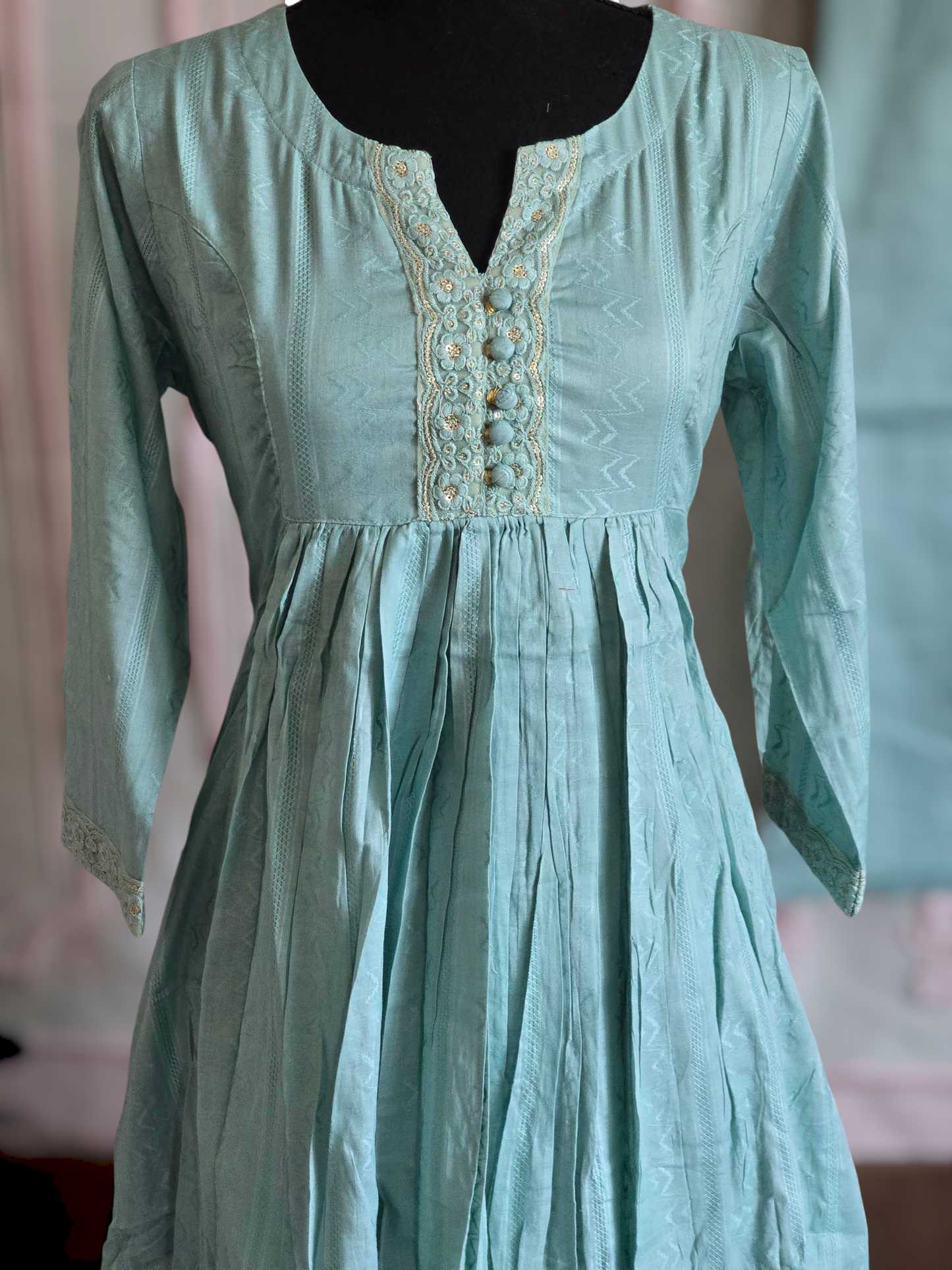 Sky blue cotton kurti and pant