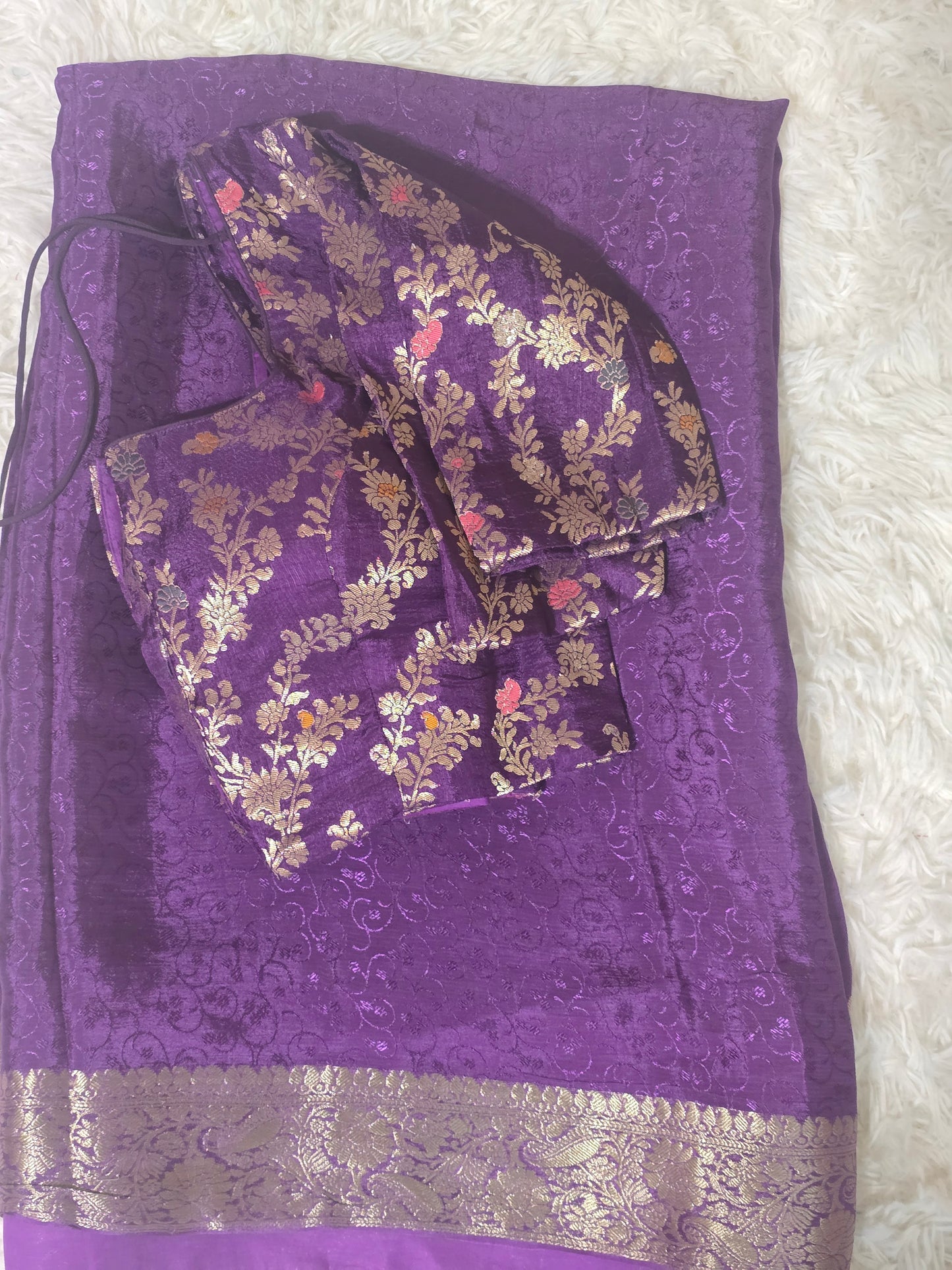 Crape georgette saree with stitched blouse