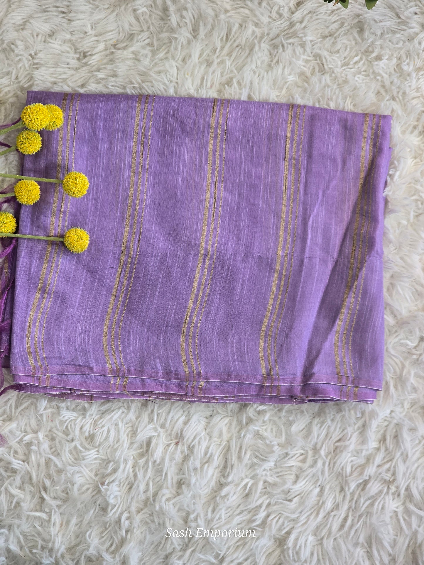 Semi tussar saree with gold stripes