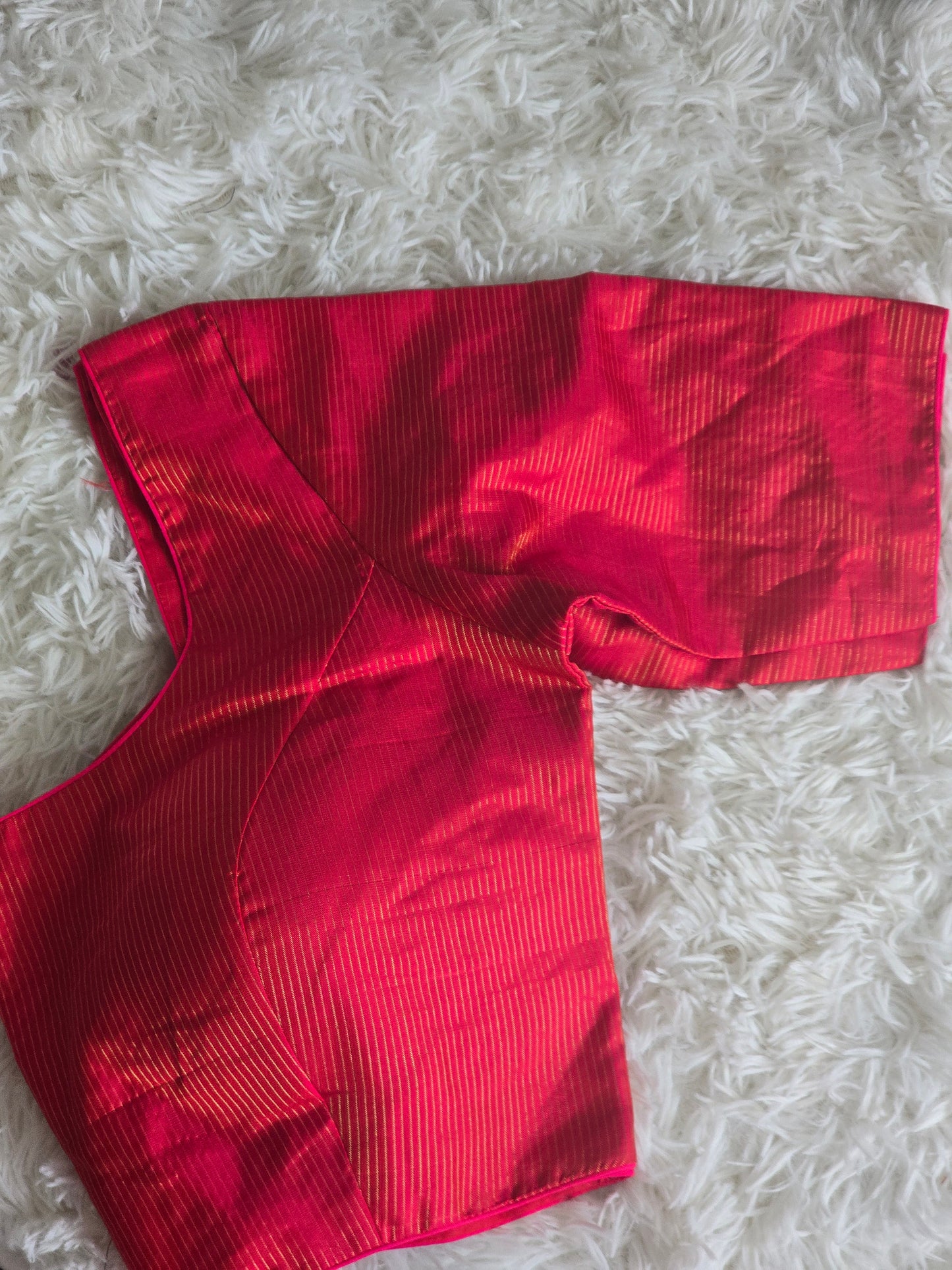 Soft kancheepuram silk saree (small checks body) with stitched blouse