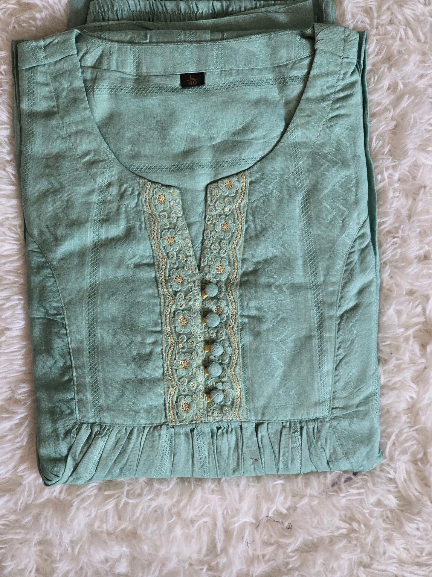 Sky blue cotton kurti and pant