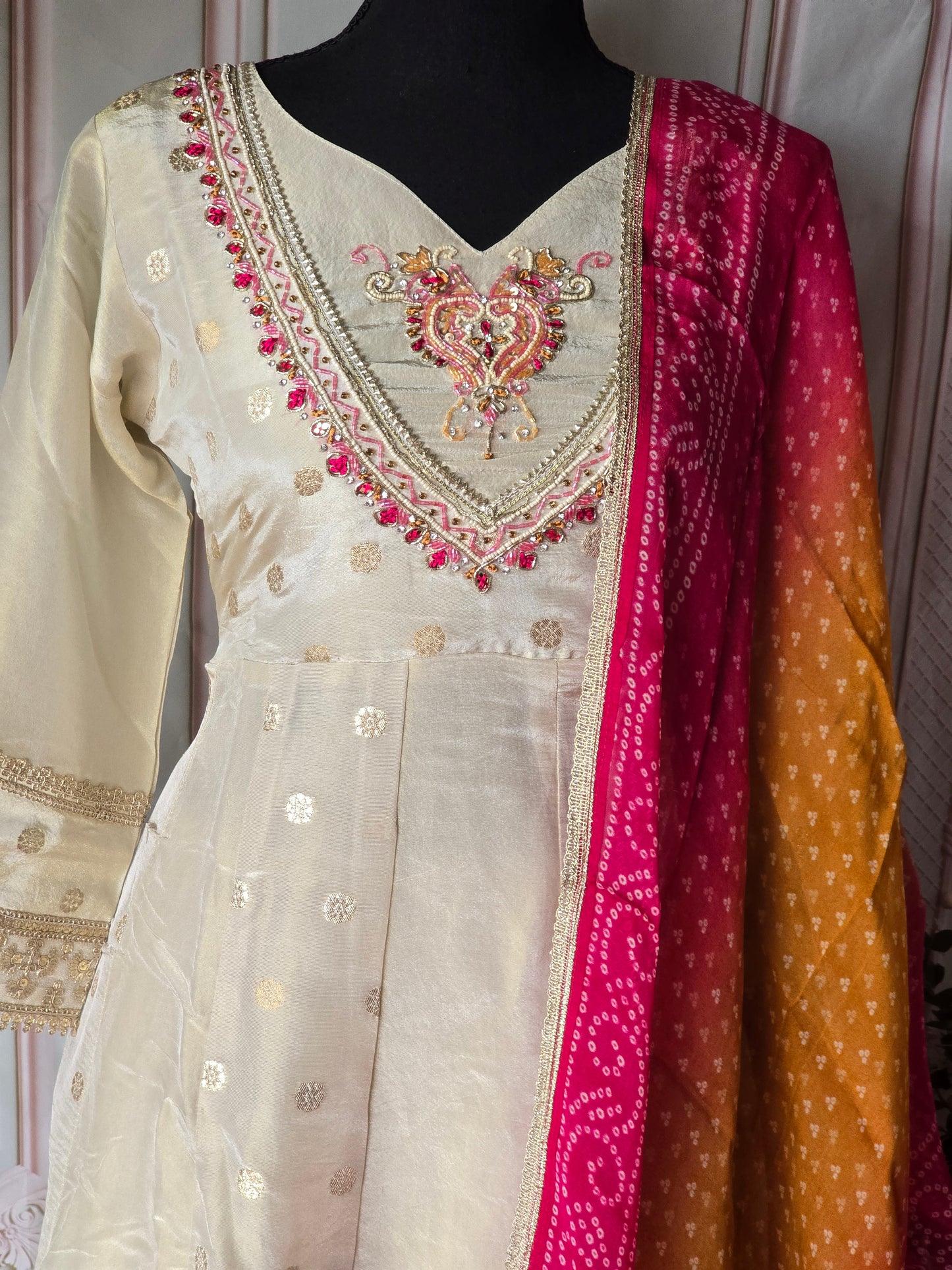 Off white 3 pc salwar suit set