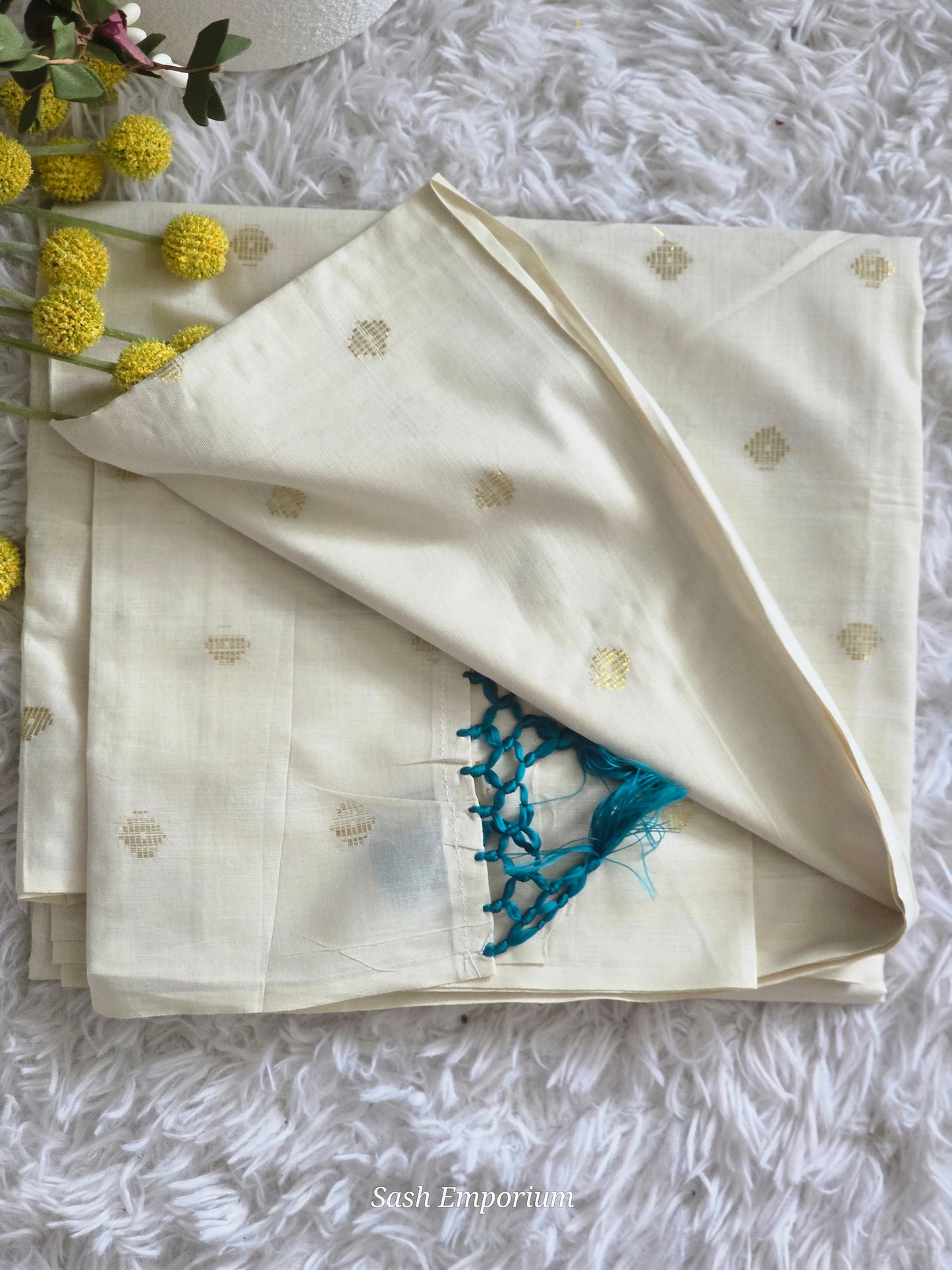Cotton set saree with gold design