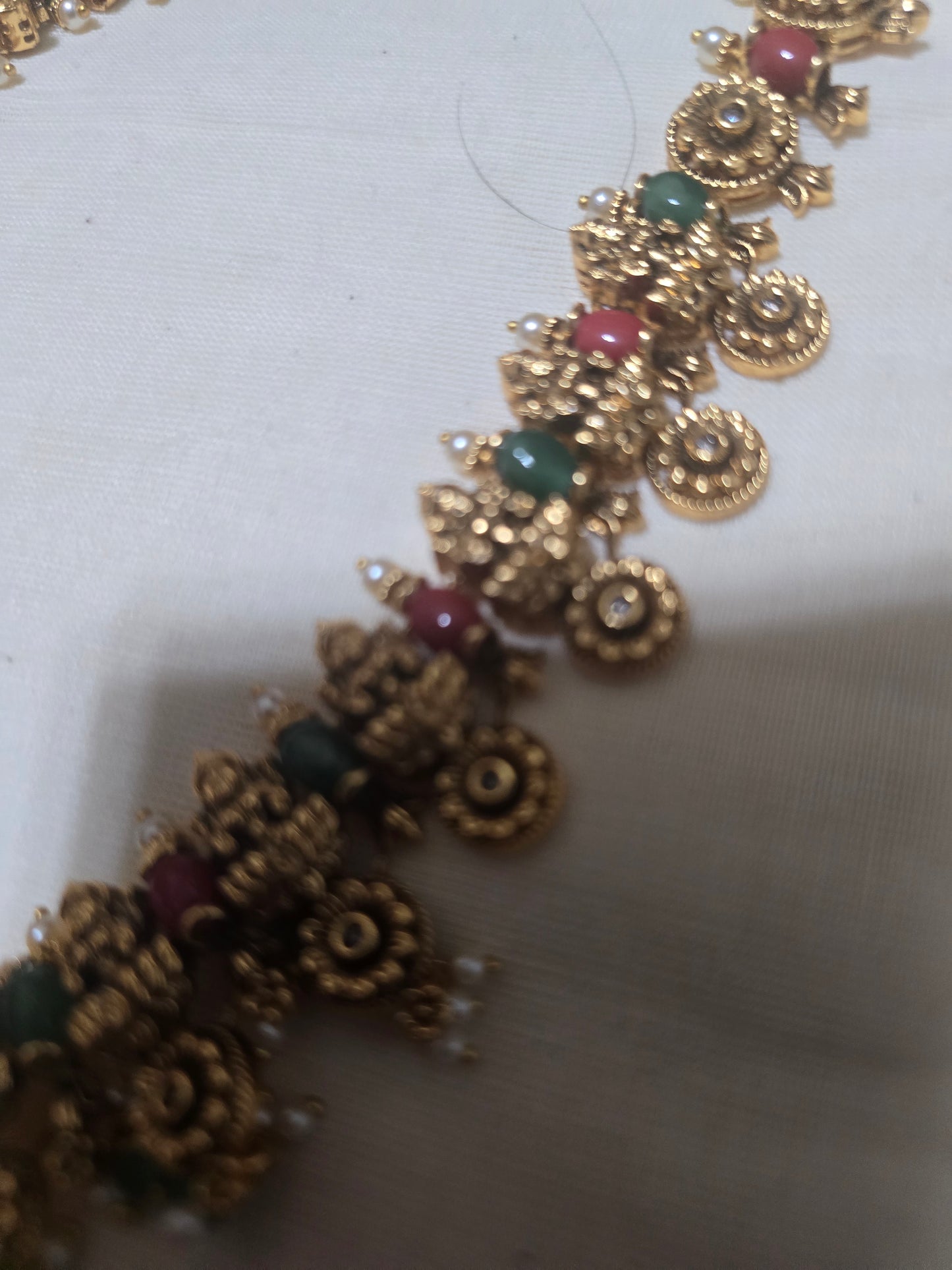 Long coral and jade haaram with earrings