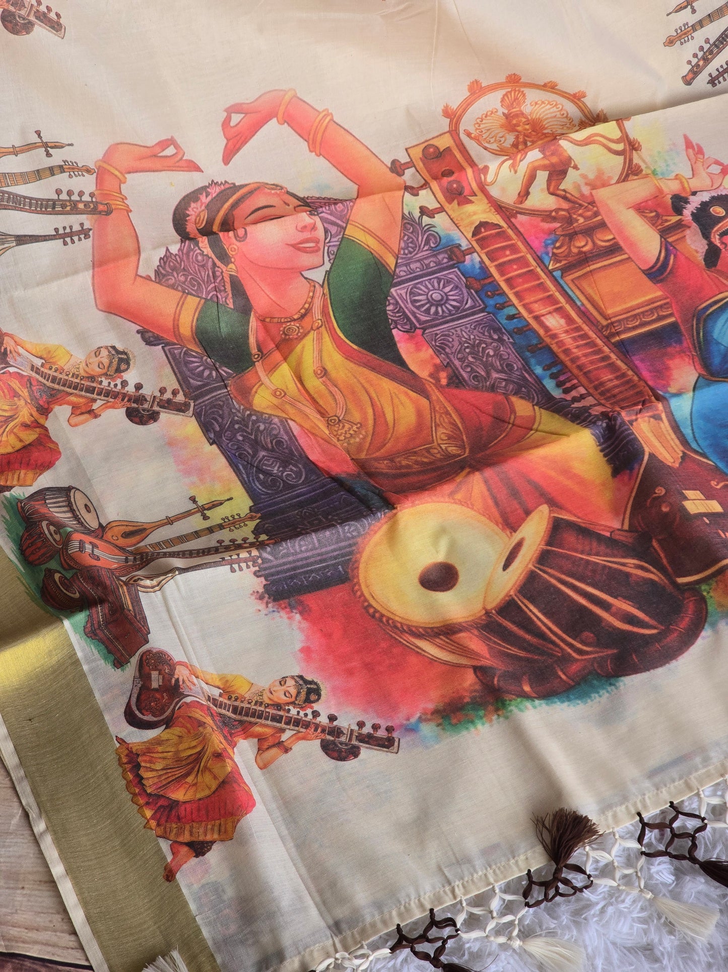 Onam special art work saree all Over body with BP