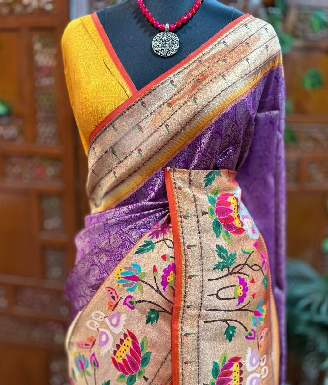 Banarasi brocade katan silk saree with paithani border- BP