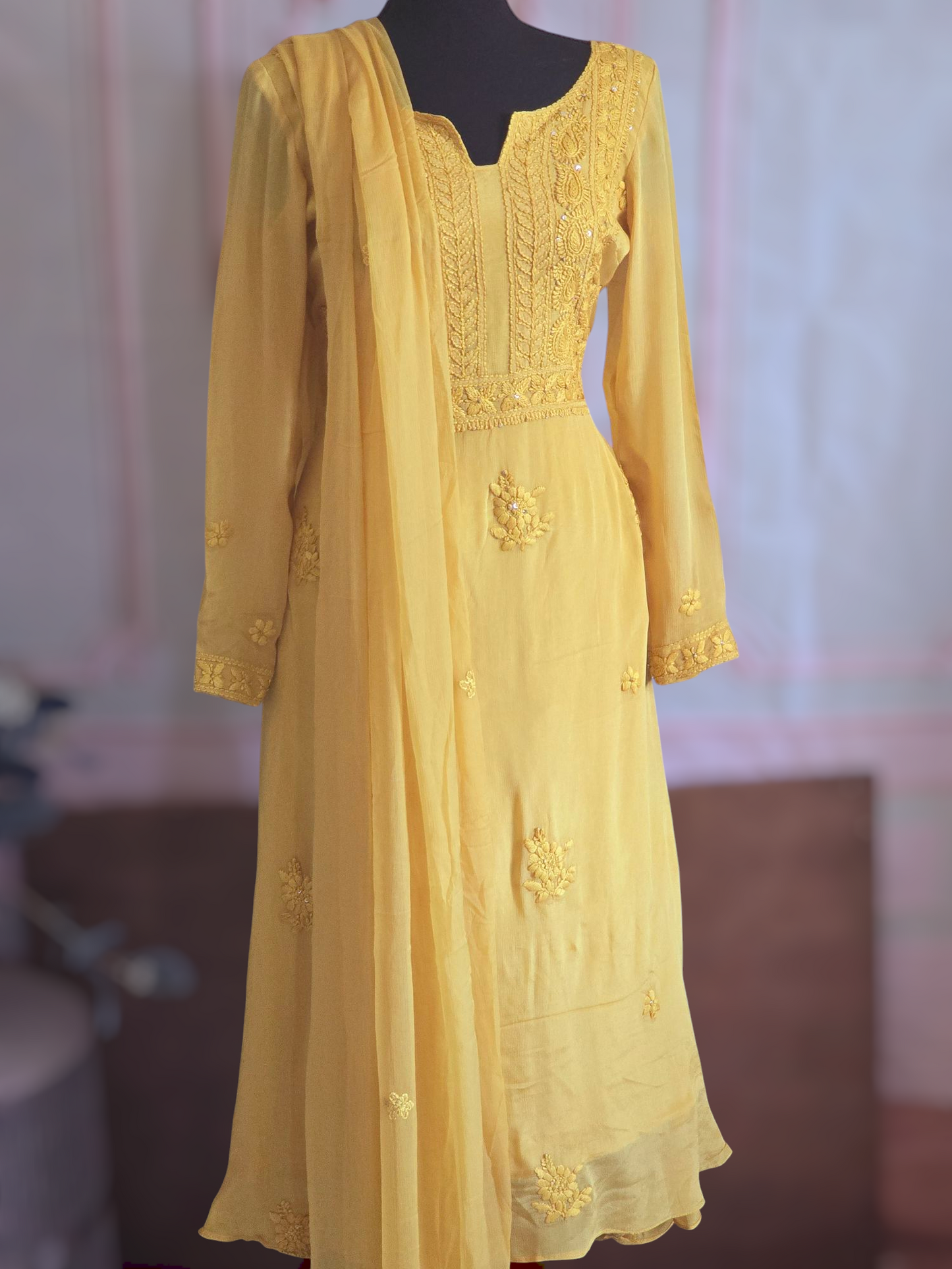 Pure georgette chikankari salwar suit set