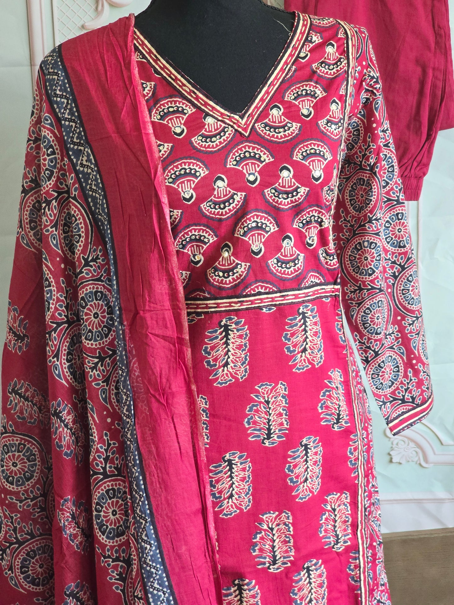 Cotton ajrakh print salwar suit 3 pc set