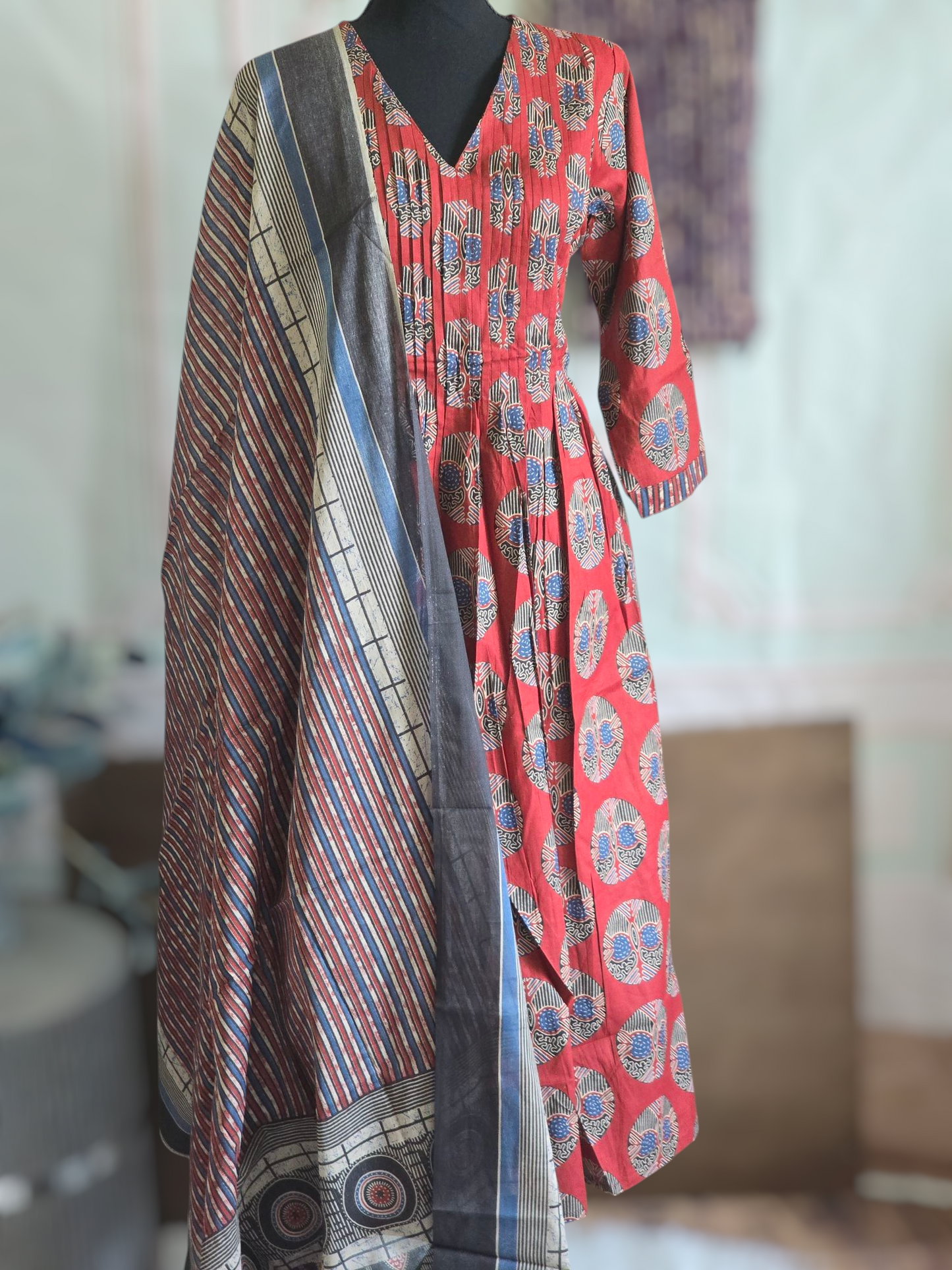 Cotton anarkali salwar suit 3 pc set