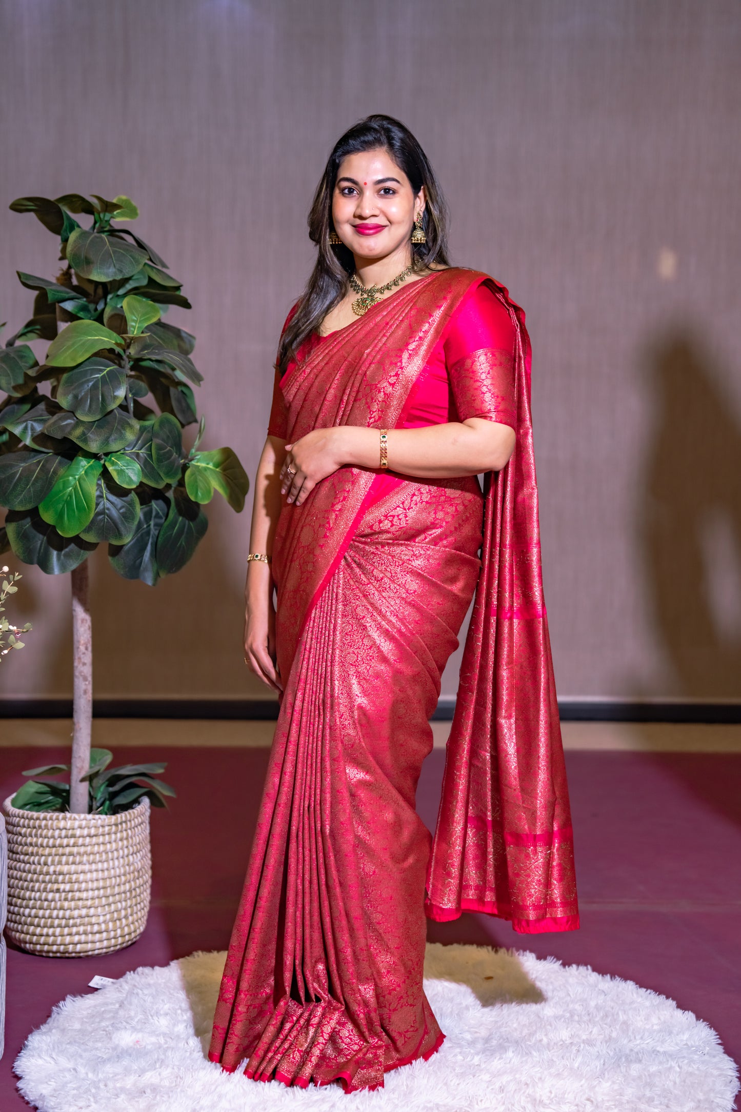 Semi katan silk saree with stitched blouse