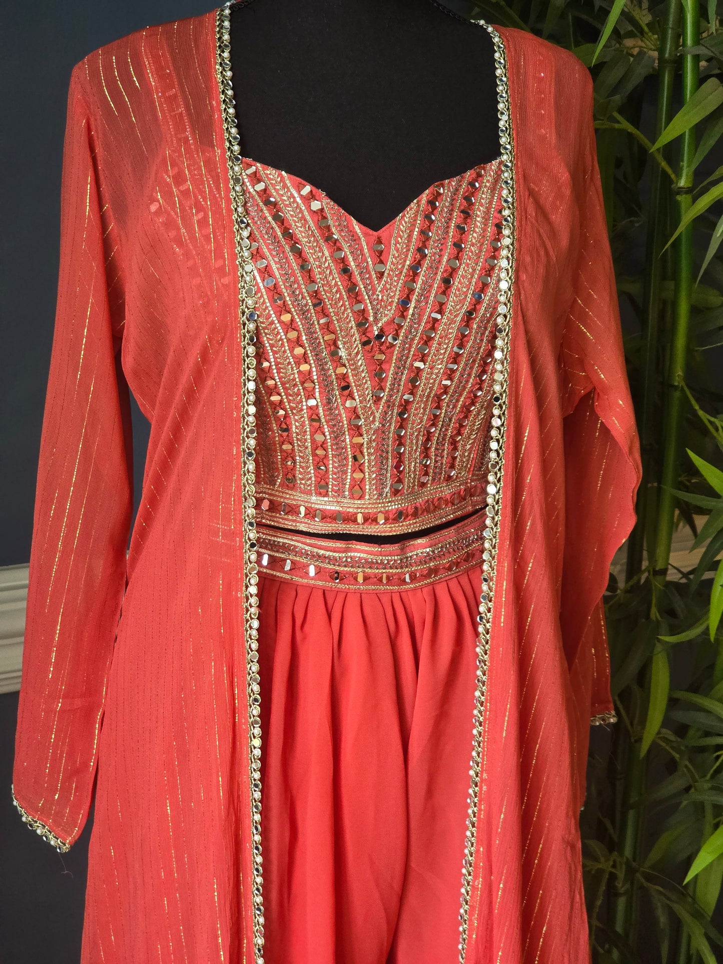 Party wear 3 oc set ( burnt orange/peach shade)