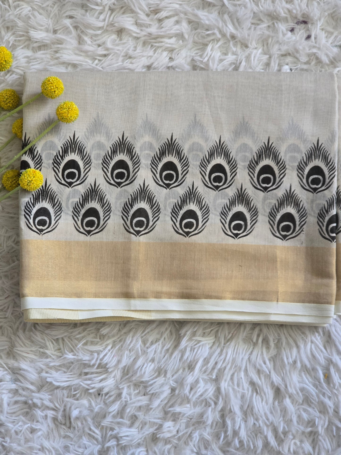 Semi silk saree with black design-No BP