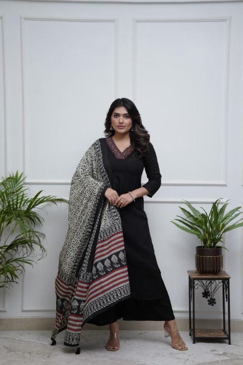 Cotton anarkali 3 pc set