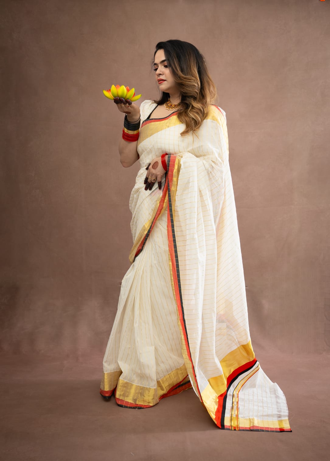 Pure cotton handloom saree with stitched blouse