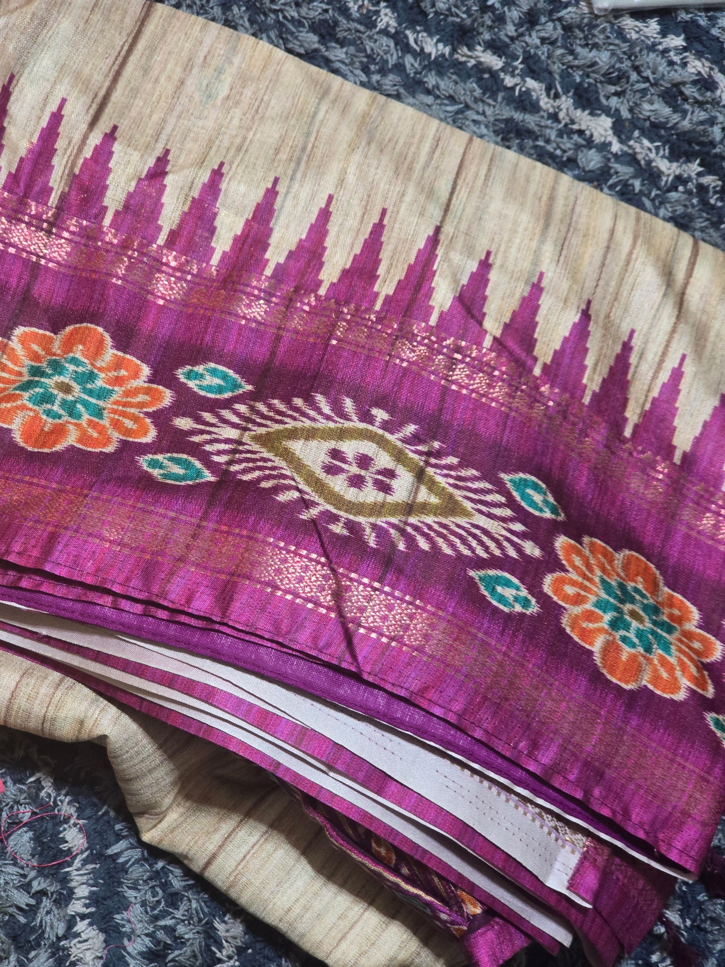 Semi silk saree with Pochampilly design