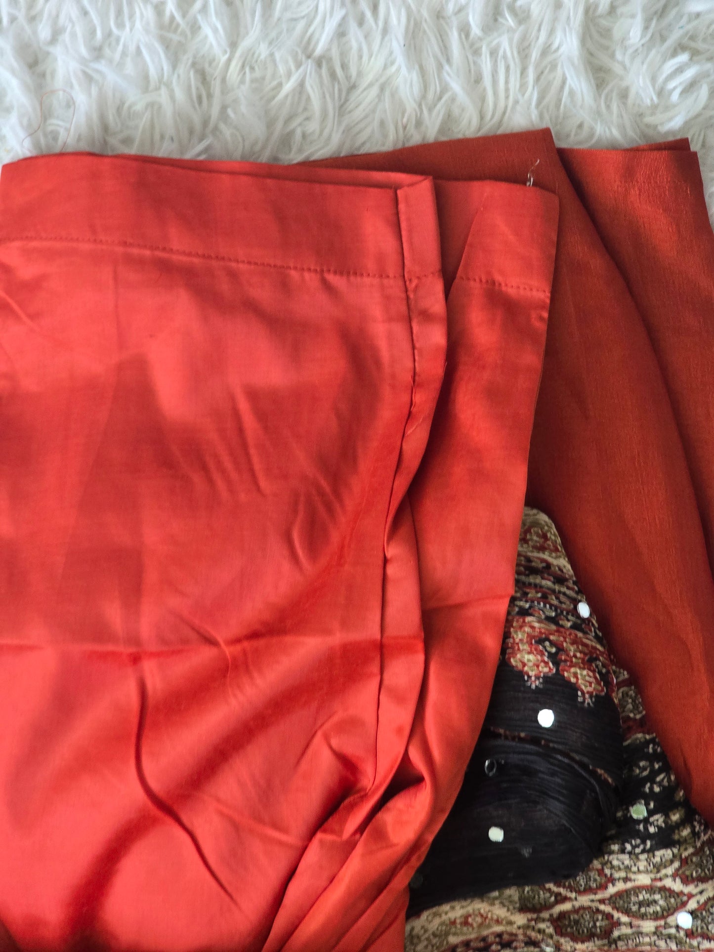 Semi raw silk 3pc salwar suit set(orange)