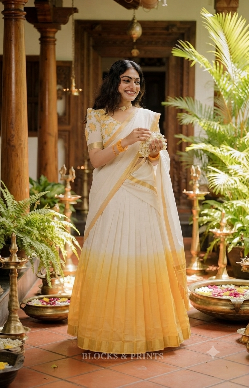Cotton dhavani set with block print (M-L)