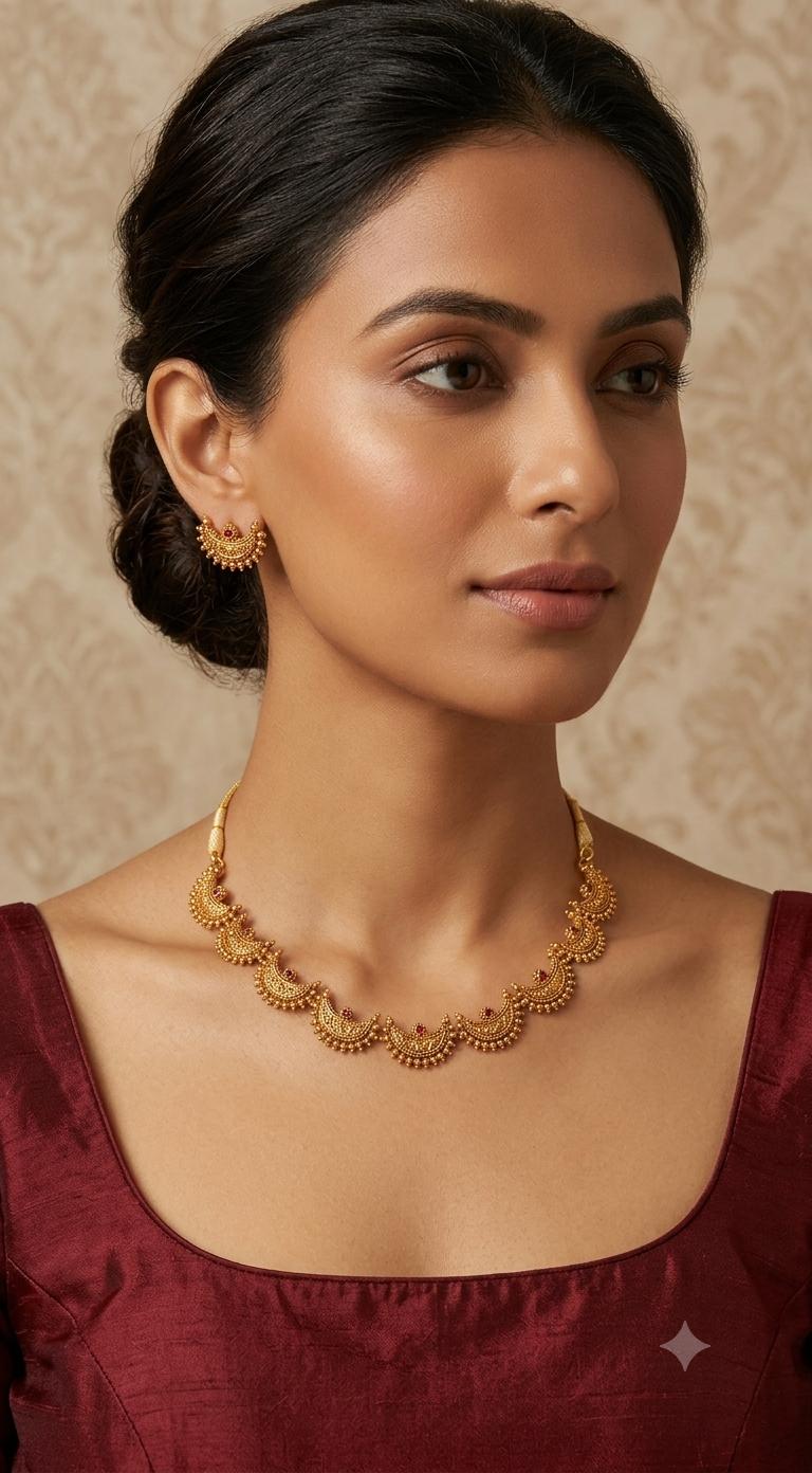 Half moon necklace with earrings
