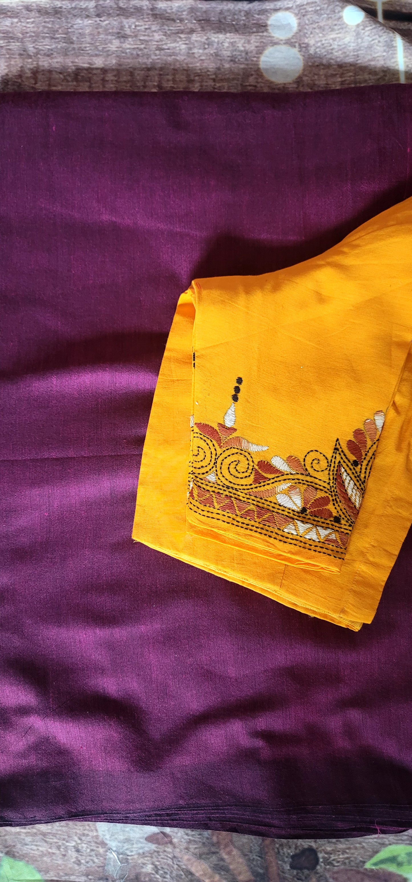 Khadi cotton saree with stitched blouse