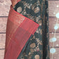 Black n maroon banarasi silk saree with antique border- stitched blouse