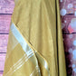 Cotton linen saree with contrast stitched blouse