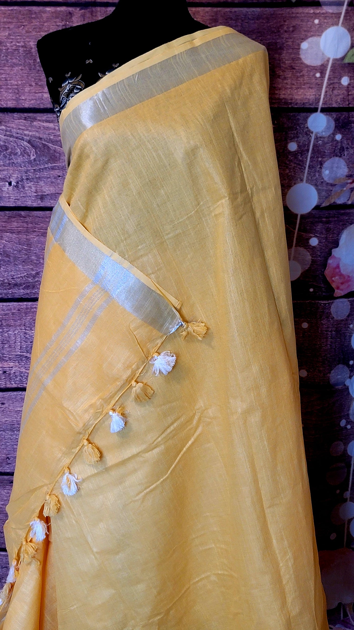 Cotton linen saree with printed blouse