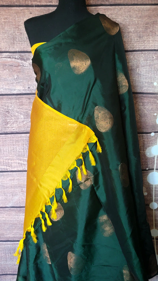 Soft silk kanchee saree with stitched blouse