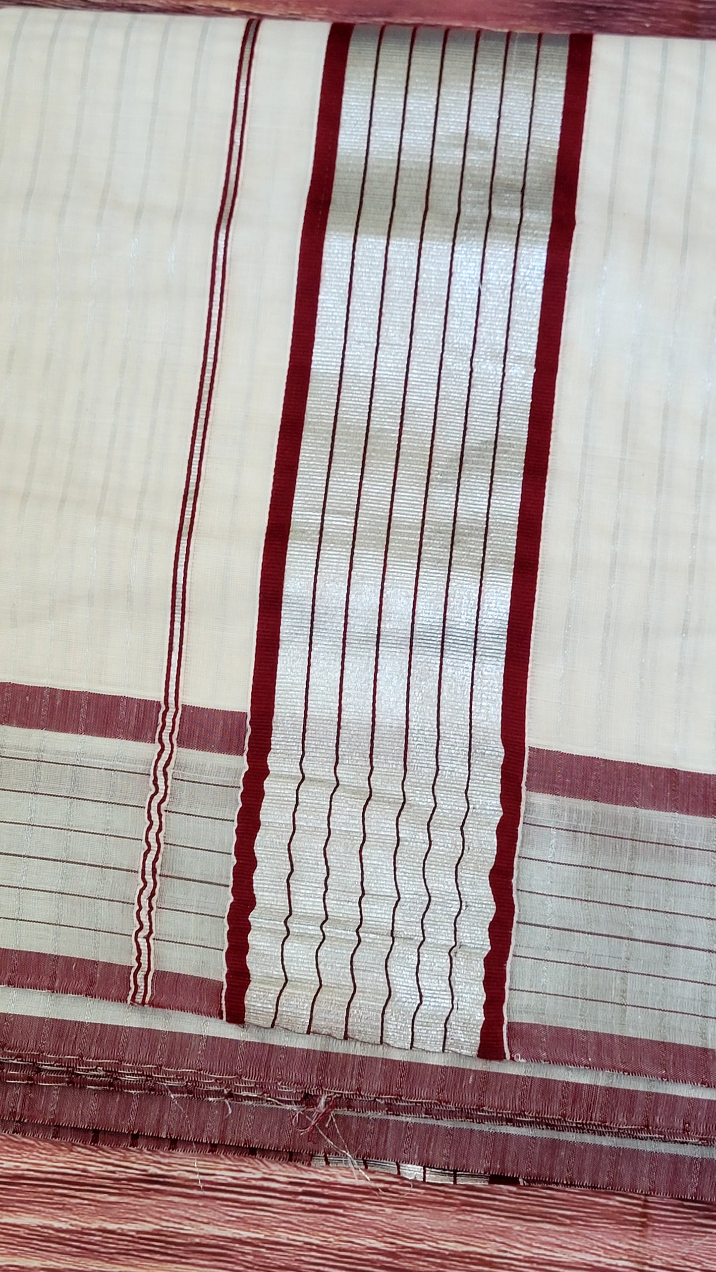 Dark brown/silver set saree with stripes