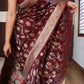 Munga banarasi silk saree with stitched blouse