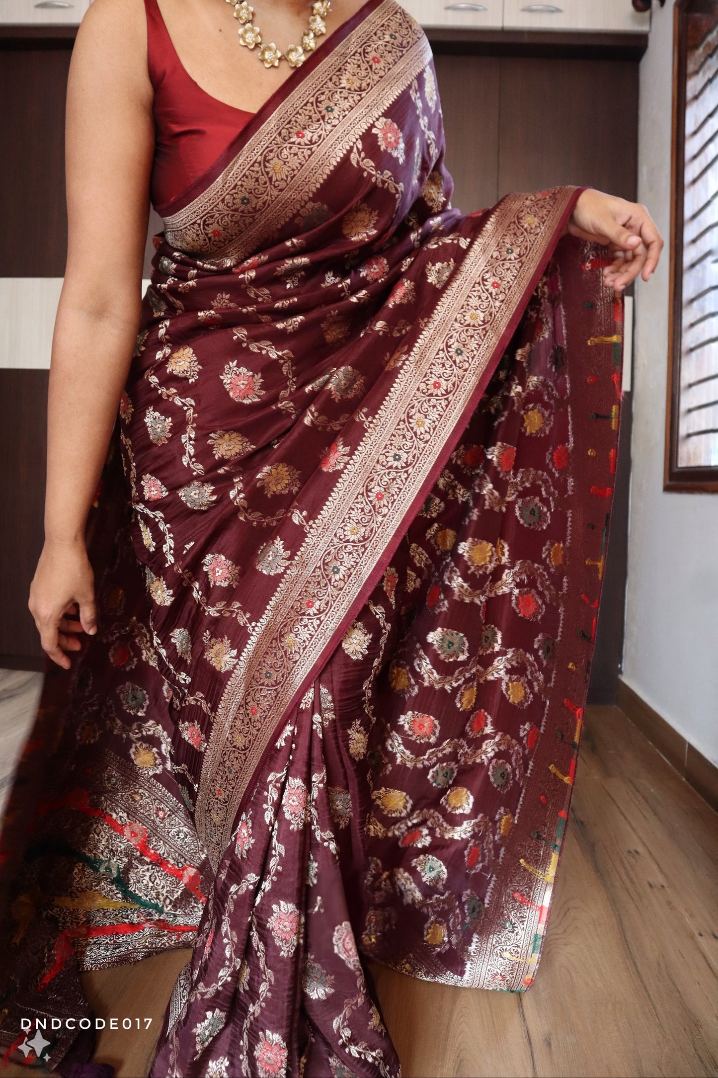 Munga banarasi silk saree with stitched blouse