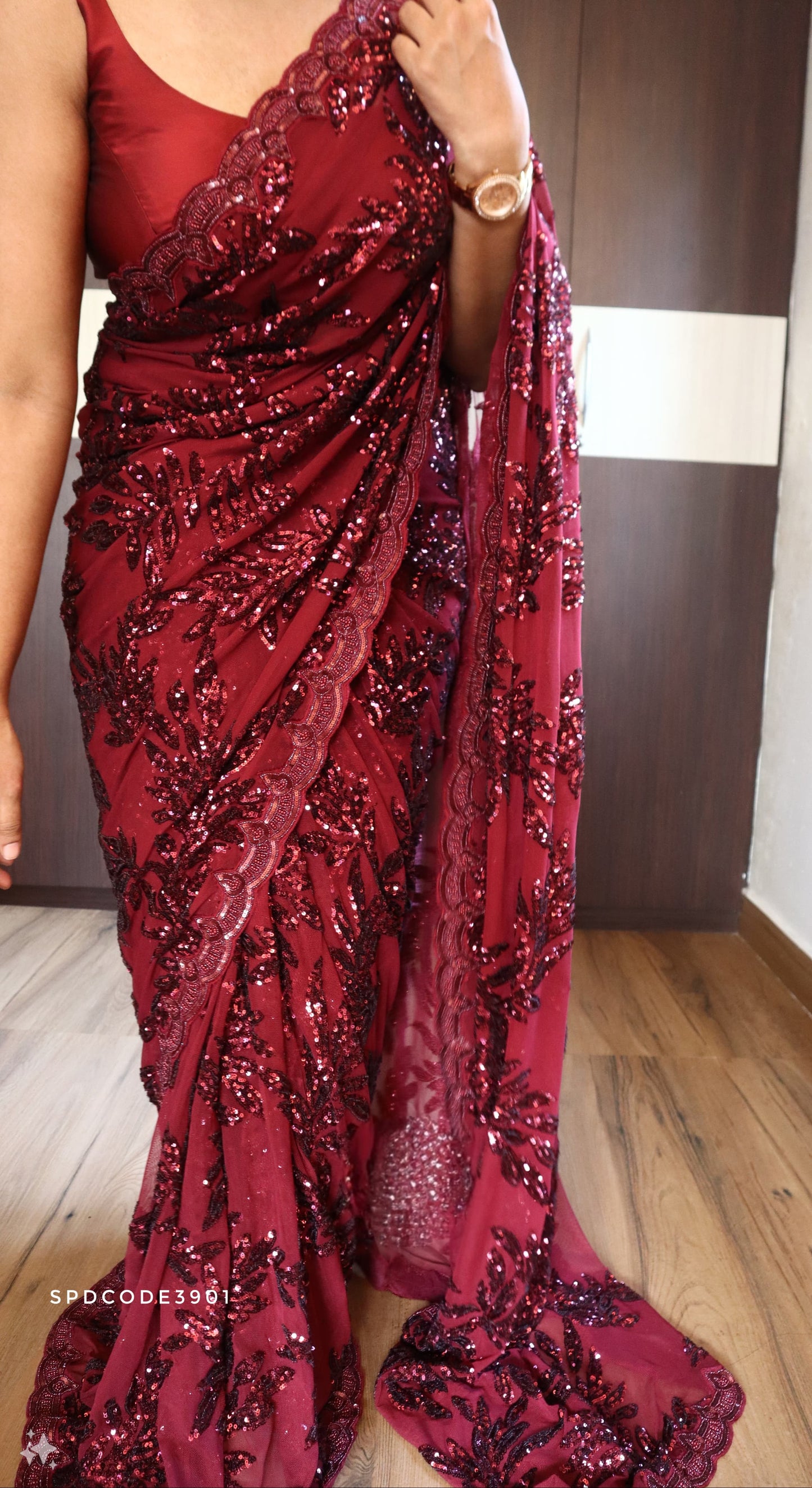 Designer party wear saree with stone work