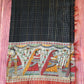 Crape silk saree with kalamlari border- stitched blouse