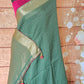 Semi organza saree with check design- stitched blouse