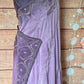 Lilac duel shade designer saree with hand work- stitched blouse