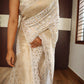 Khaddi georgette designer saree with sabyasachi scallop borders( silver/gold buttas) stitched blouse available