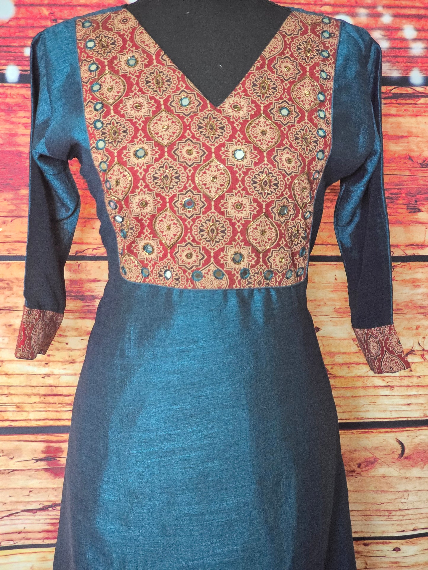 A line kurti work on yoke