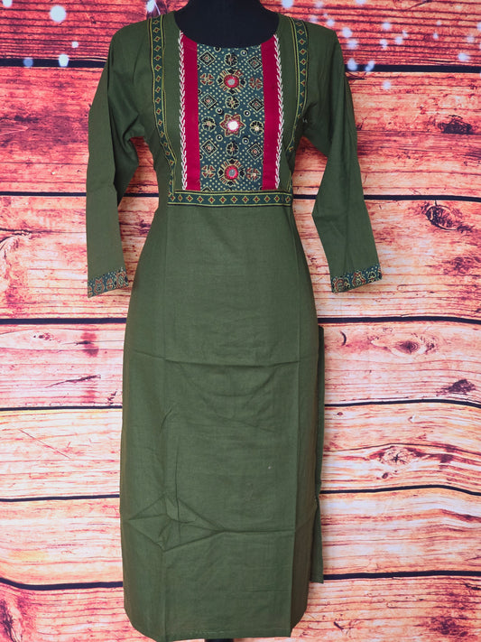 Cotton kurti with yoke work