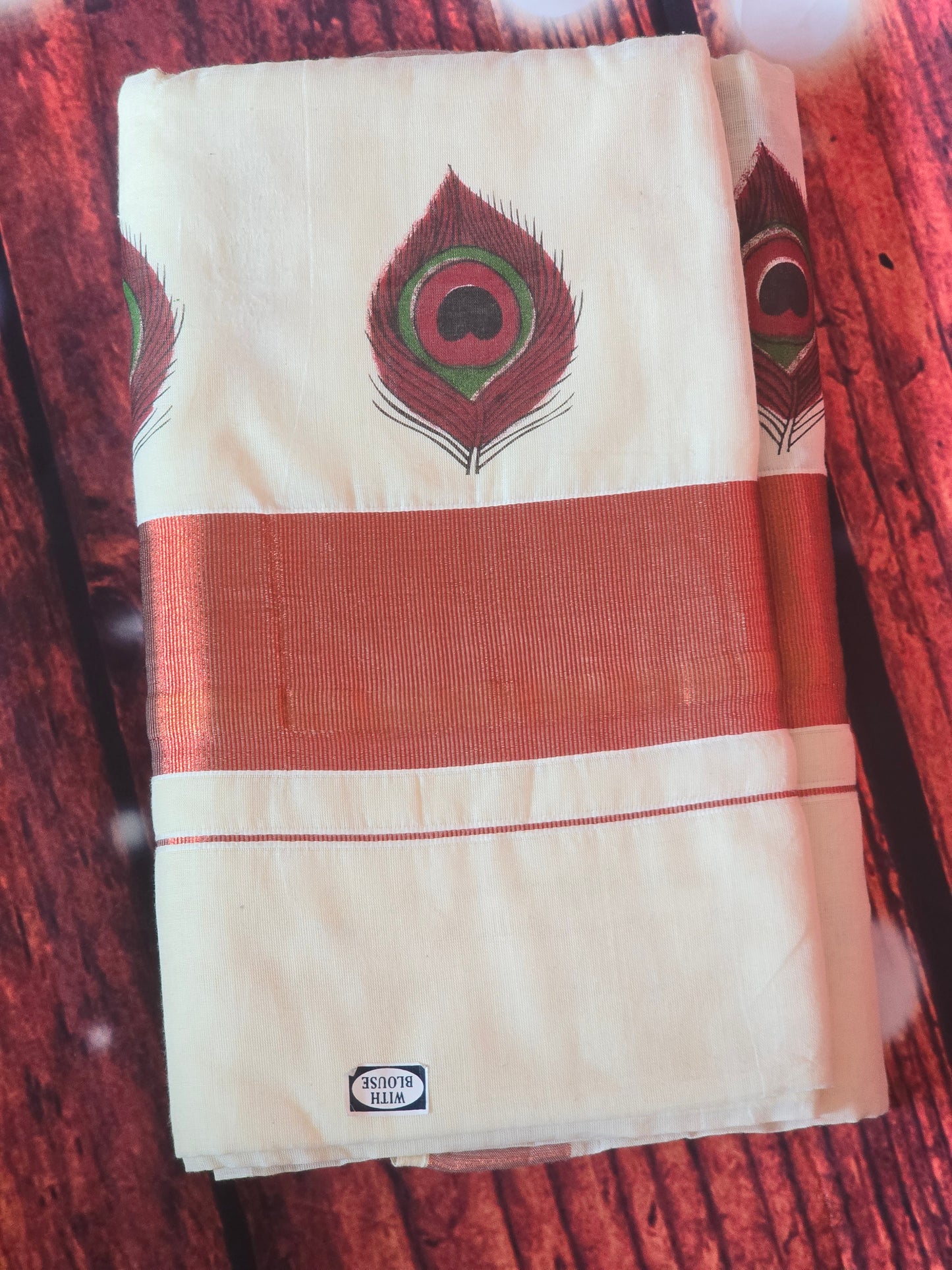 Cotton set saree with copper kasav and design