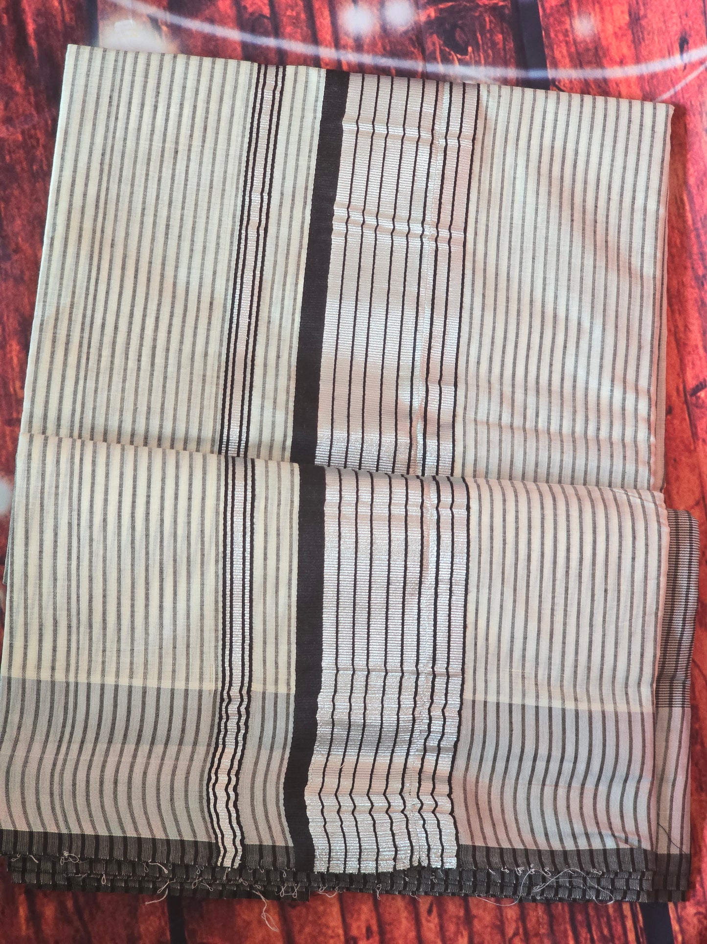 Black and silver stripes set saree- matching blouse available