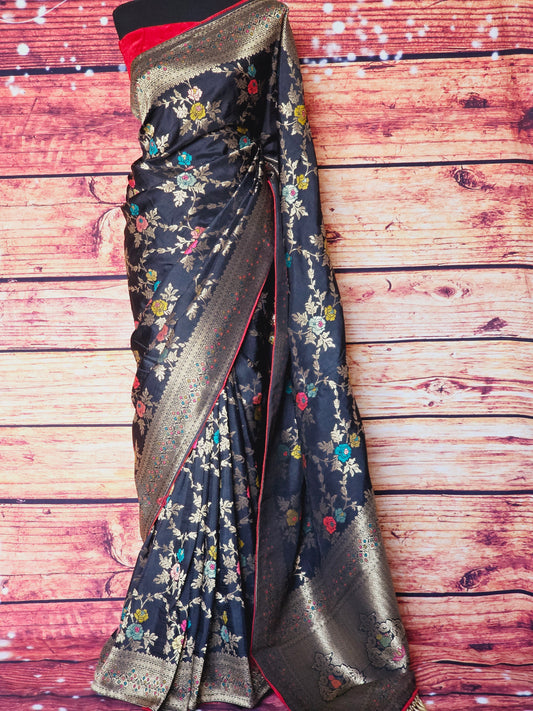 Munga silk saree with meenakari weaves