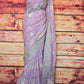 Organza ( baby pink) georgette saree with thread embroidary- stitched blouse