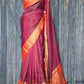 Semi silk saree (purple)with all over check body with red border