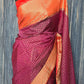 Semi silk saree (purple)with all over check body with red border